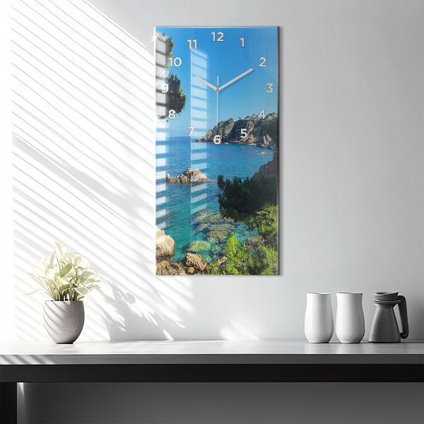 Vertikální nástěnné hodiny Pobřeží Costa Brava