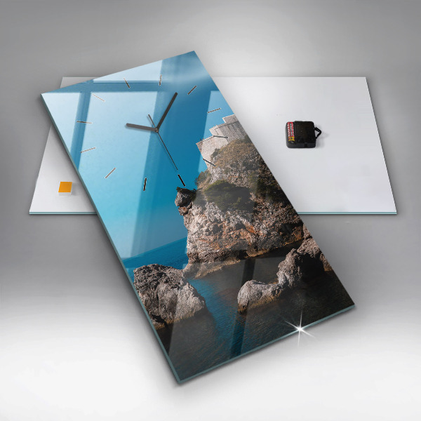 Vertikální nástěnné hodiny Útesy v Dubrovníku