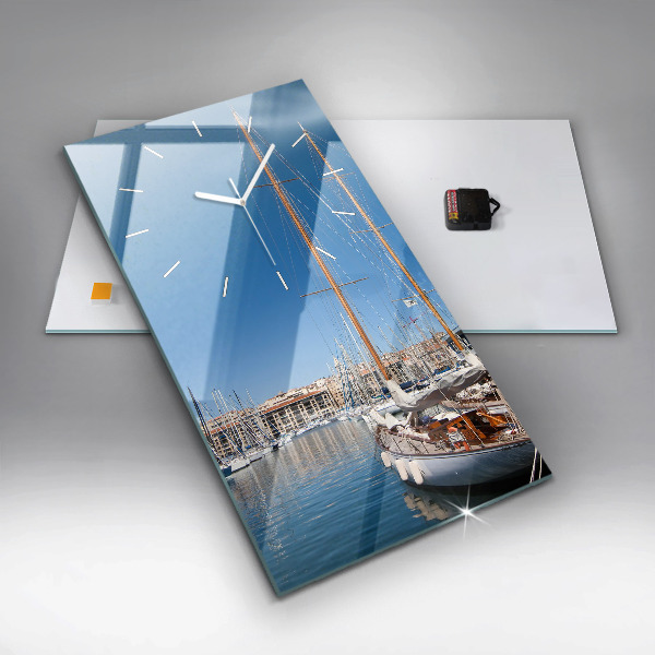 Vertikální skleněné hodiny Přístav v Marseille Francie