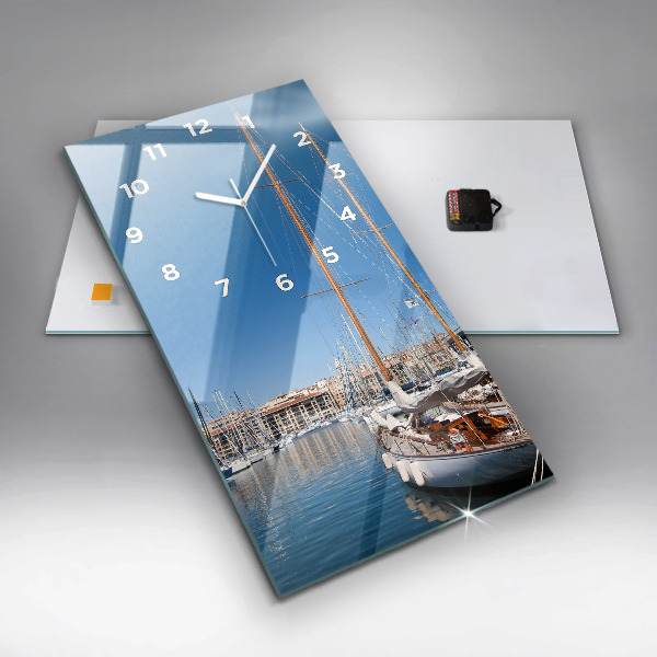 Vertikální skleněné hodiny Přístav v Marseille Francie