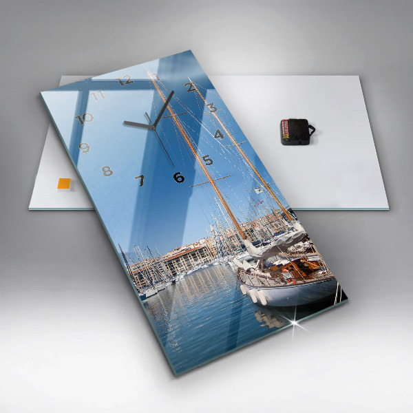 Vertikální skleněné hodiny Přístav v Marseille Francie