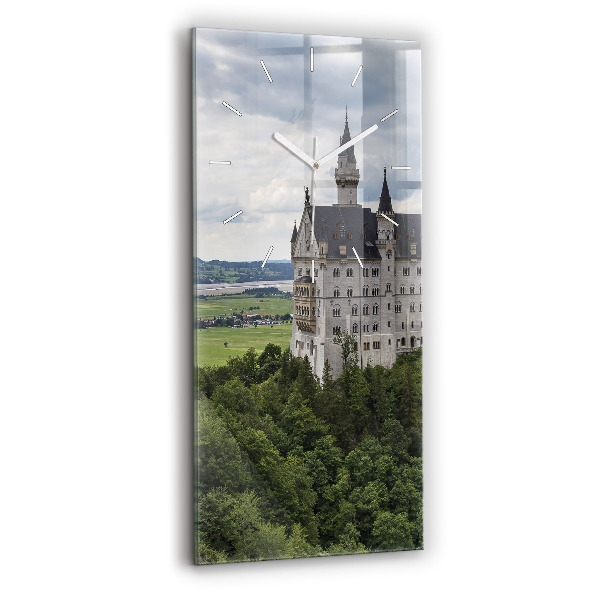 Vertikální skleněné hodiny Zámek Neuschwanstein