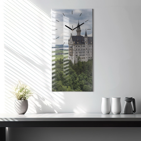 Vertikální skleněné hodiny Zámek Neuschwanstein