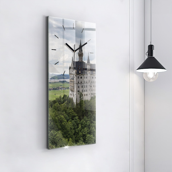 Vertikální skleněné hodiny Zámek Neuschwanstein