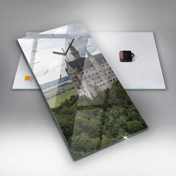 Vertikální skleněné hodiny Zámek Neuschwanstein