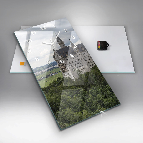 Vertikální skleněné hodiny Zámek Neuschwanstein