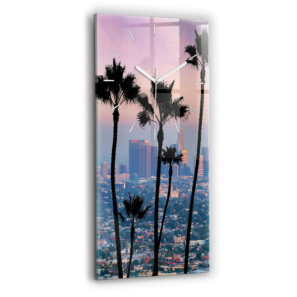 Vertikální skleněné hodiny Západ slunce v Los Angeles