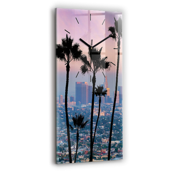 Vertikální skleněné hodiny Západ slunce v Los Angeles