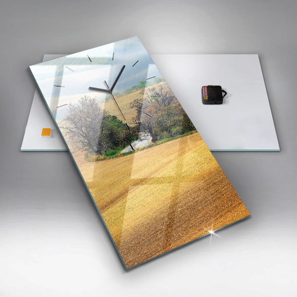 Vertikální skleněné hodiny Morava Venkovská krajina