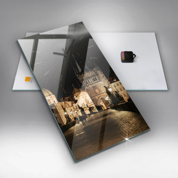 Vertikální skleněné hodiny Karlův most v Praze