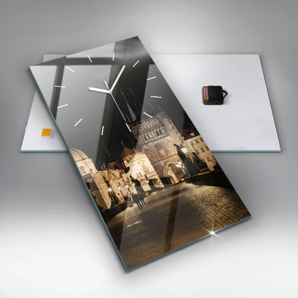 Vertikální skleněné hodiny Karlův most v Praze