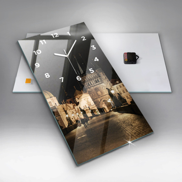 Vertikální skleněné hodiny Karlův most v Praze