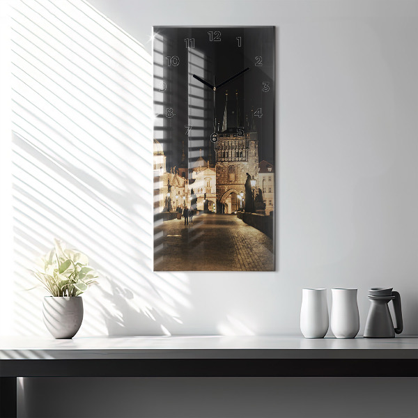 Vertikální skleněné hodiny Karlův most v Praze