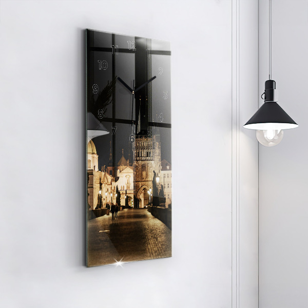 Vertikální skleněné hodiny Karlův most v Praze