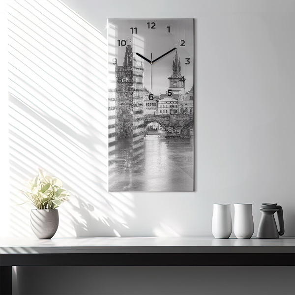 Vertikální skleněné hodiny Karlův most v Praze