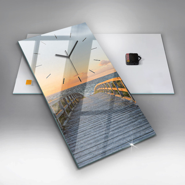 Vertikální skleněné hodiny Dovolená na pláži