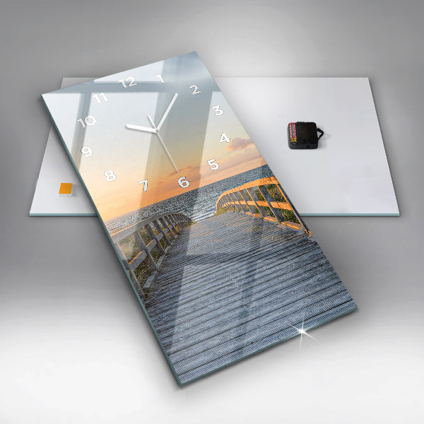 Vertikální skleněné hodiny Dovolená na pláži