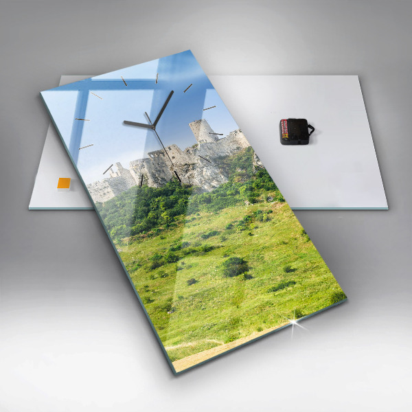 Vertikální skleněné hodiny Spišský hrad na Slovensku