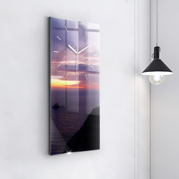 Vertikální skleněné hodiny Kamenná hlava