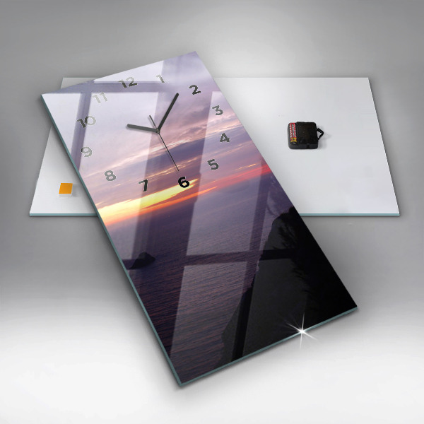 Vertikální skleněné hodiny Kamenná hlava