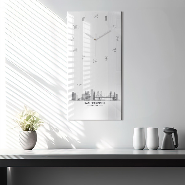 Vertikální skleněné hodiny Panorama San Francisca