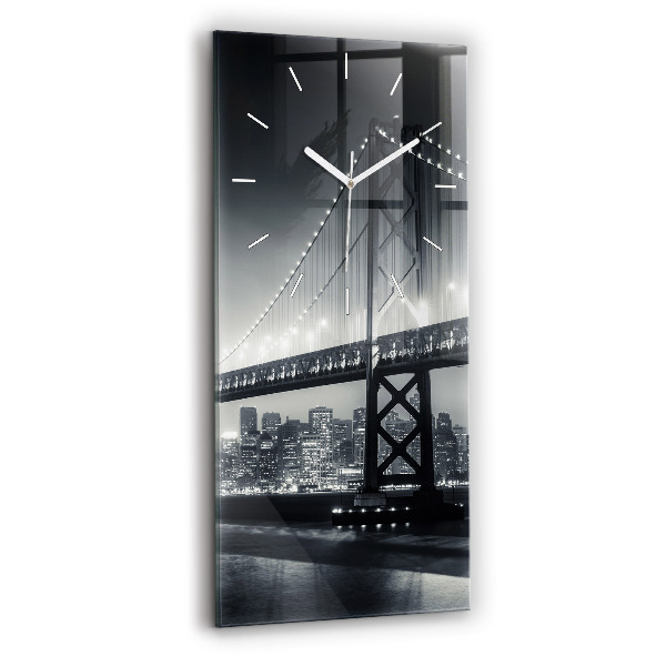 Vertikální skleněné hodiny Noční most v San Franciscu