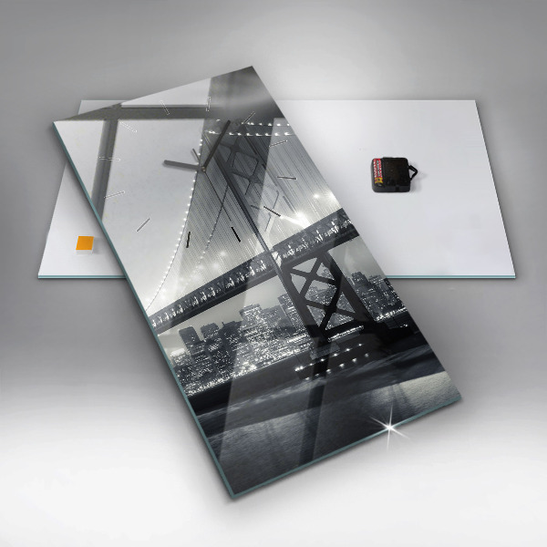 Vertikální skleněné hodiny Noční most v San Franciscu