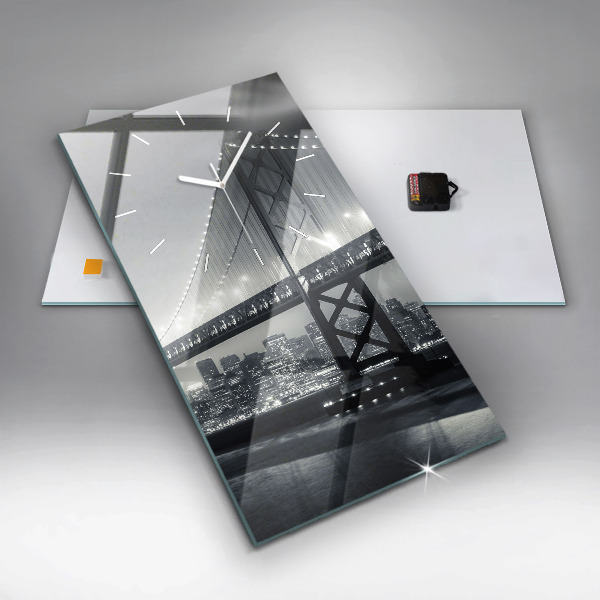 Vertikální skleněné hodiny Noční most v San Franciscu