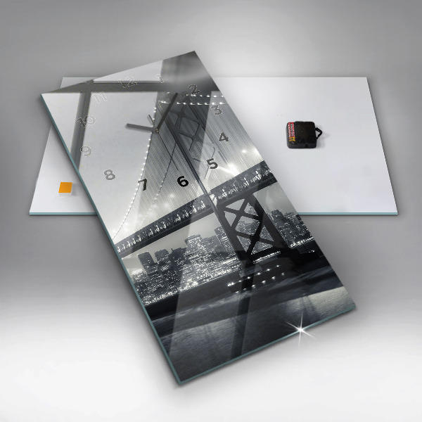 Vertikální skleněné hodiny Noční most v San Franciscu