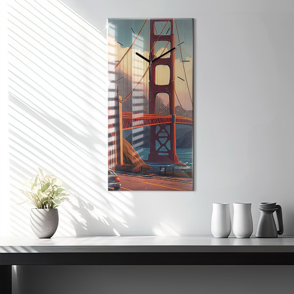 Vertikální skleněné hodiny Most v San Franciscu