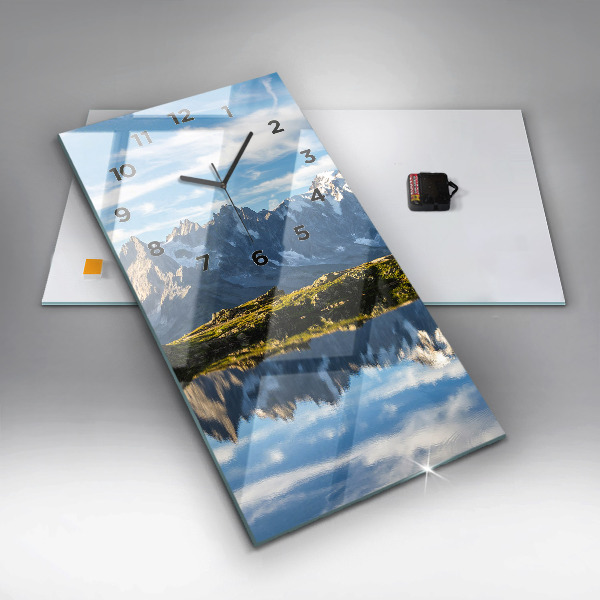 Vertikální skleněné hodiny Údolí Chamonix, francouzské Alpy