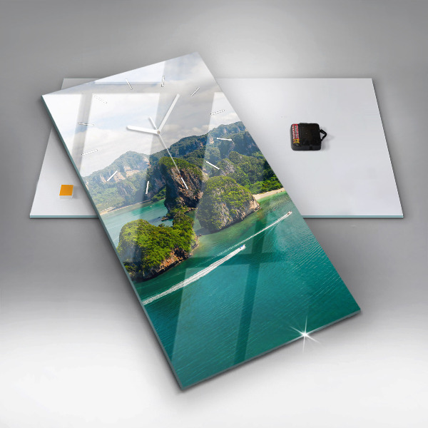 Vertikální skleněné hodiny Ostrov v Thajsku