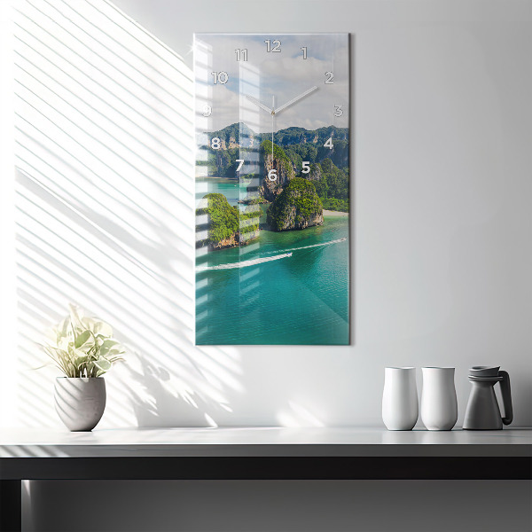 Vertikální skleněné hodiny Ostrov v Thajsku