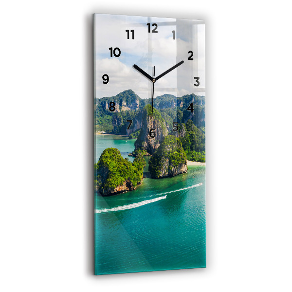 Vertikální skleněné hodiny Ostrov v Thajsku