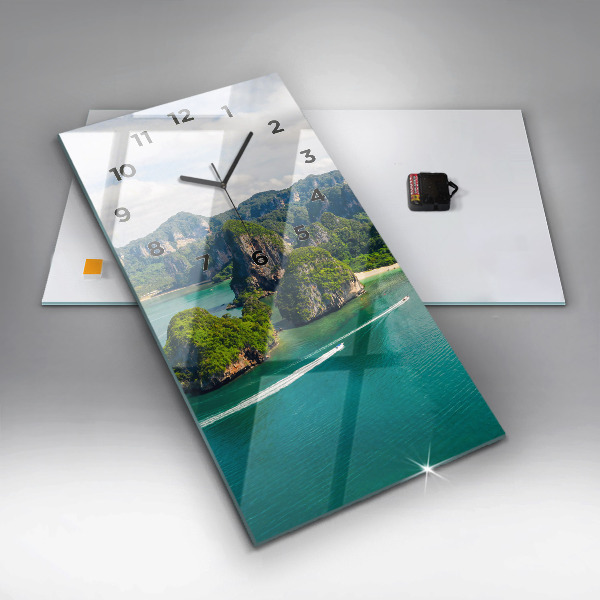 Vertikální skleněné hodiny Ostrov v Thajsku