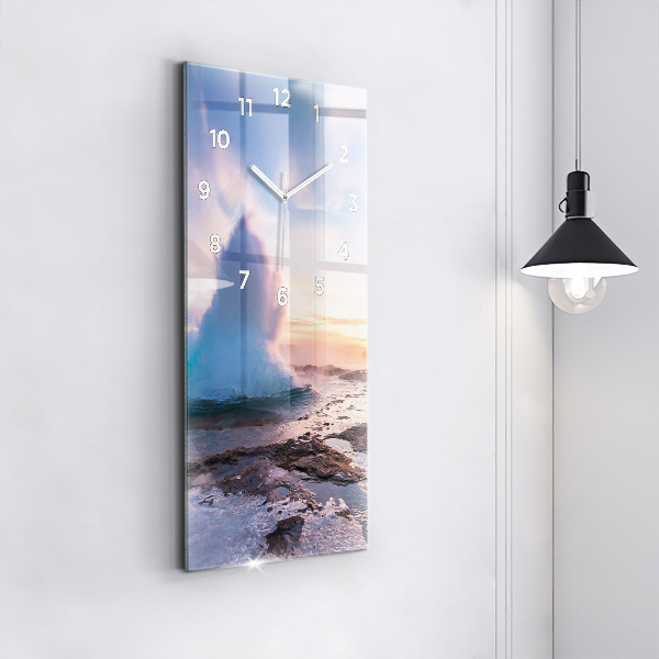 Vertikální skleněné hodiny Gejzír na ostrově Island