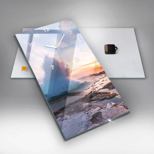 Vertikální skleněné hodiny Gejzír na ostrově Island