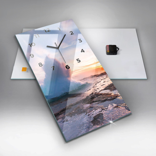 Vertikální skleněné hodiny Gejzír na ostrově Island