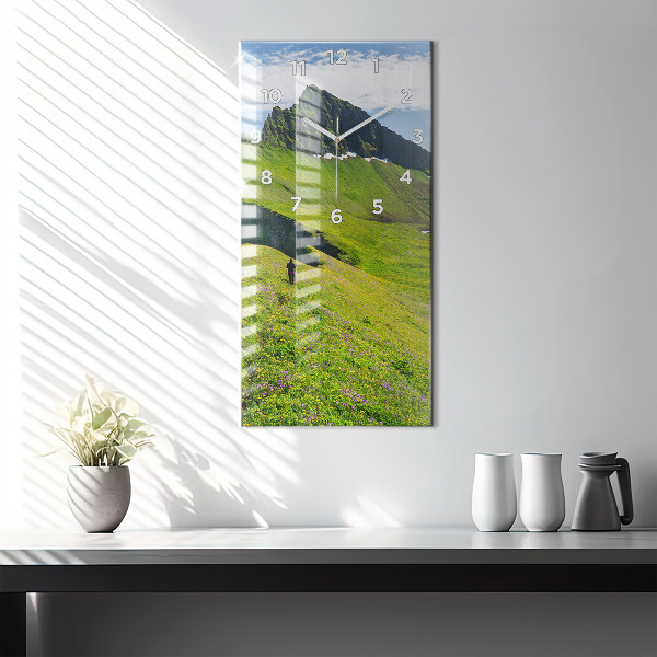 Vertikální skleněné hodiny Přírodní rezervace Hornstrandir Island