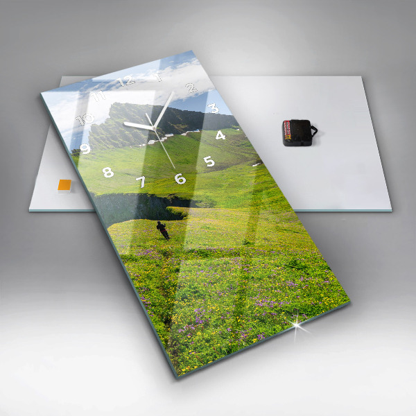 Vertikální skleněné hodiny Přírodní rezervace Hornstrandir Island