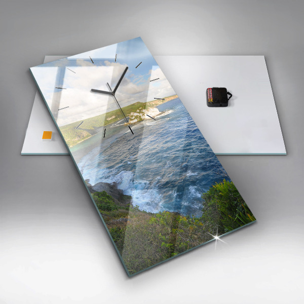 Vertikální skleněné hodiny Pobřeží oceánu