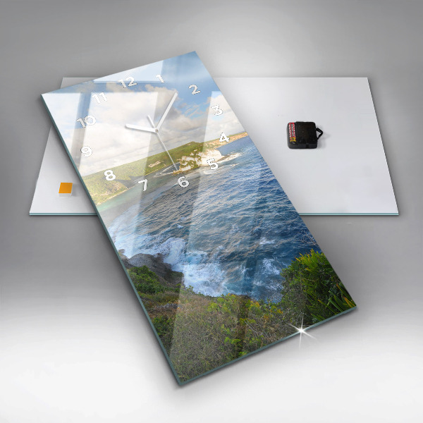 Vertikální skleněné hodiny Pobřeží oceánu