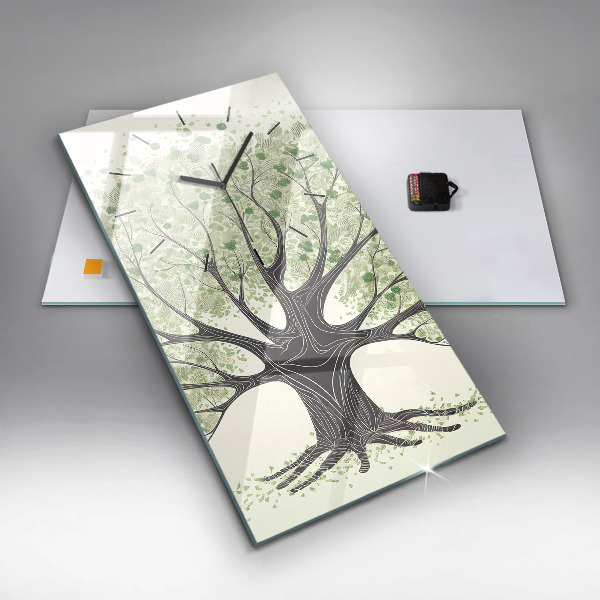 Vertikální nástěnné hodiny Velký strom příroda