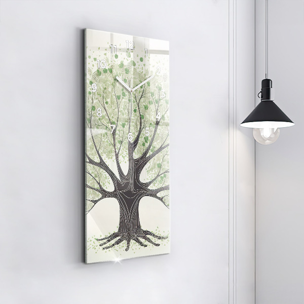 Vertikální nástěnné hodiny Velký strom příroda
