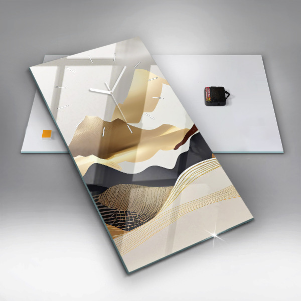 Vertikální skleněné hodiny Abstraktní zlaté hory