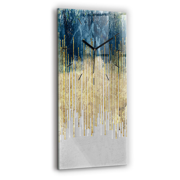 Vertikální skleněné hodiny Dekorativní vzor a zlato