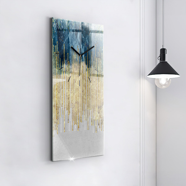 Vertikální skleněné hodiny Dekorativní vzor a zlato