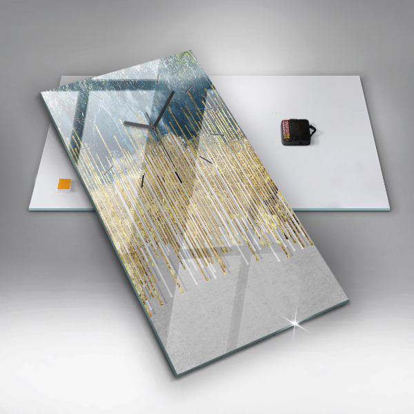 Vertikální skleněné hodiny Dekorativní vzor a zlato