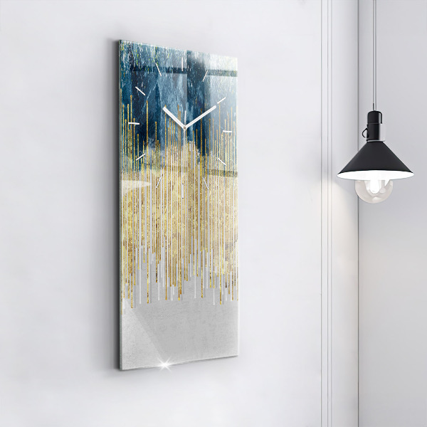 Vertikální skleněné hodiny Dekorativní vzor a zlato