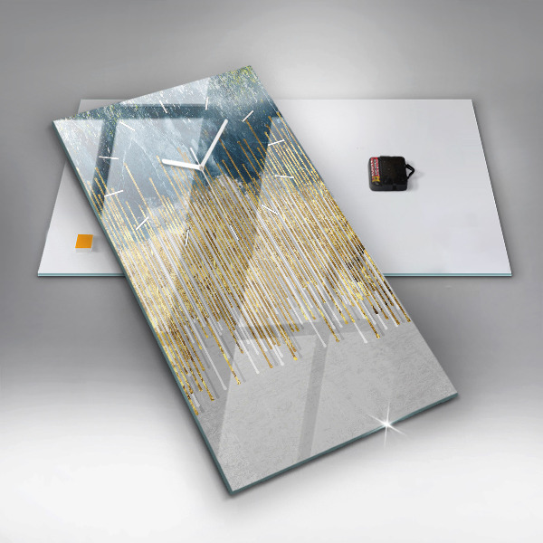 Vertikální skleněné hodiny Dekorativní vzor a zlato